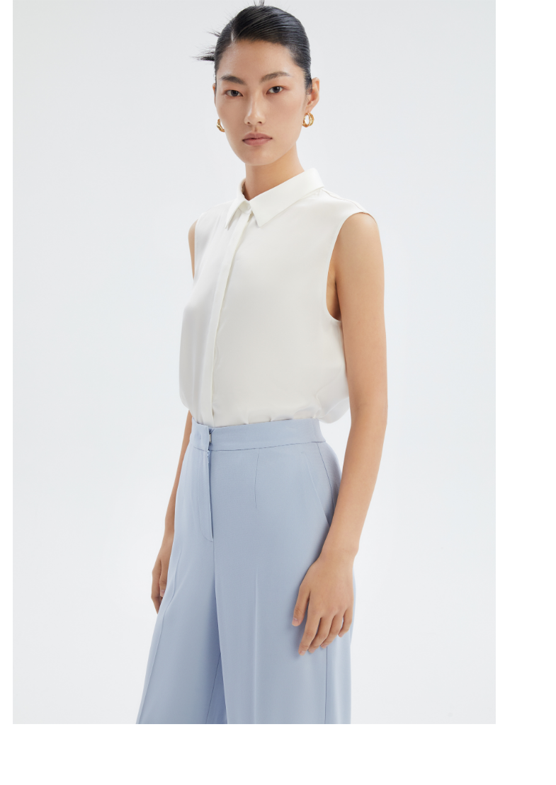 gloria/歌莉娅 2022年春季新品 三醋酸无袖衬衫 123l3a160 03w本白 l