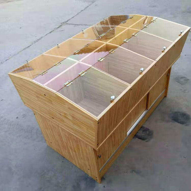 超市米柜干果散货零食货架粮食柜米桶粮油架杂粮展示柜带盖杂粮柜 长