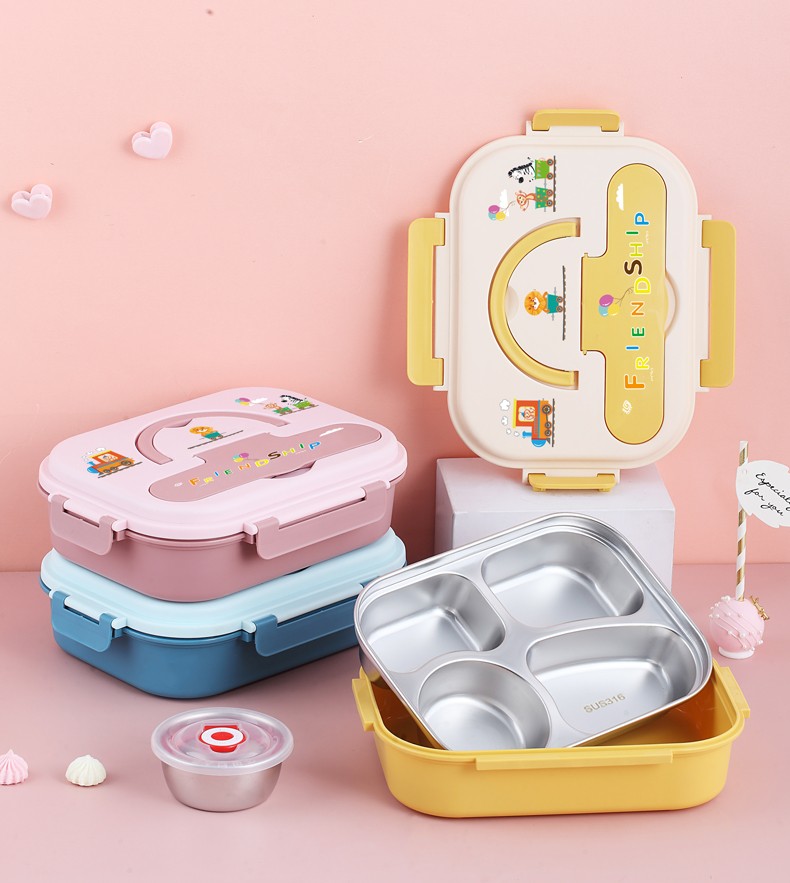 喜得润儿童饭盒小学生专用午餐盒316l不锈钢女孩小容量保温便当盒粉