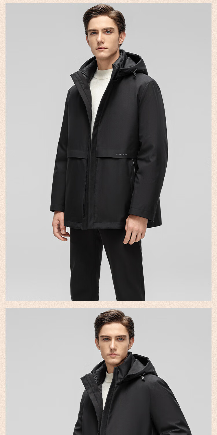 SNOWFLYING [Durable Goose down Jacket] Men's Detachable Inner Liner Warm Coat for Middle-Aged And Elderly Fathers 14