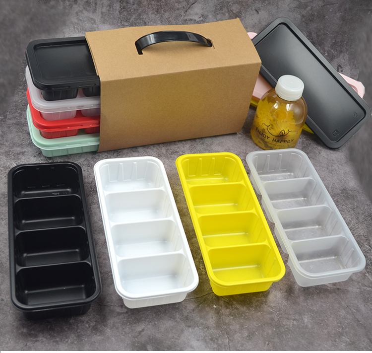 食品留样盒一次性打包盒食品级四格饭盒网红一次性餐盒长方形三格分格