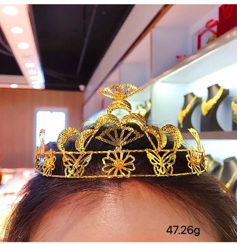 碧霓珠宝黄金头冠黄金皇冠头饰999足金黄金结婚头饰新娘结婚头饰皇冠