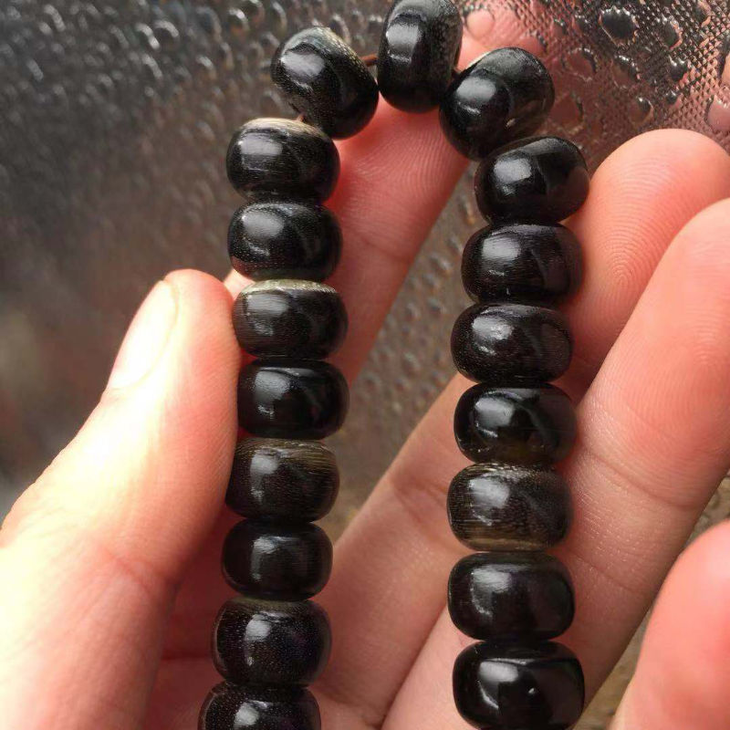 天然饱满鱼子纹黑驴蹄子单圈手串手链佛珠念珠吊坠10827颗搭配三眼