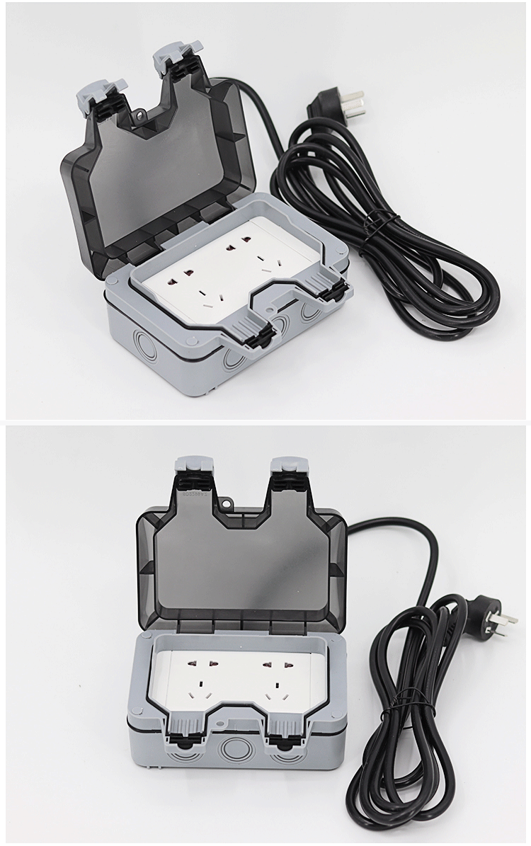 际工 防水插线板户外防雨拖线板带线2米3米电瓶车室外充电防水插座排