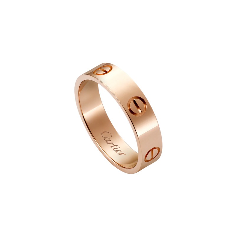 cartier/卡地亚女士戒指love系列18k玫瑰金单戒宽版送女友生日礼物
