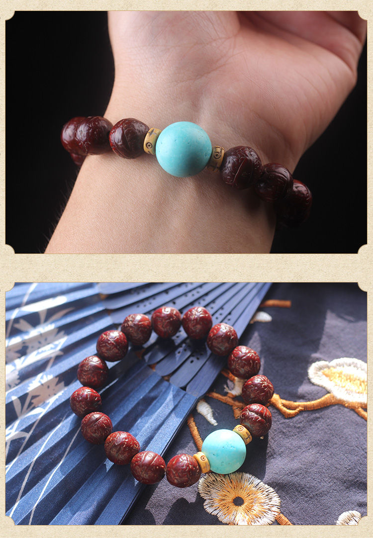 正宗红皮尼泊尔老凤眼菩提佛珠手串男女配饰原籽文玩念珠手链饰品