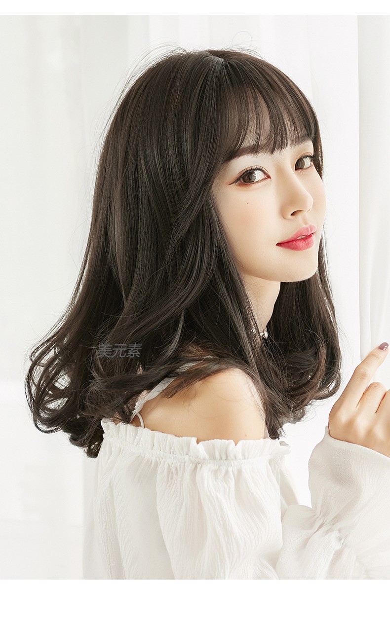 美元素假发女自然逼真内扣蓬松卷发大波浪中长优雅锁骨发女士假发套冷