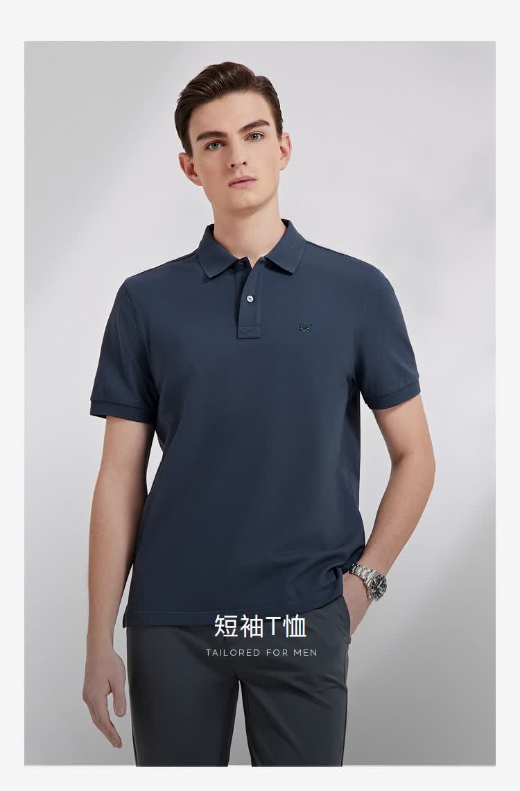雅戈尔polo衫男士2022春夏青年男polo短袖polo衫纯色polo衫商务休闲
