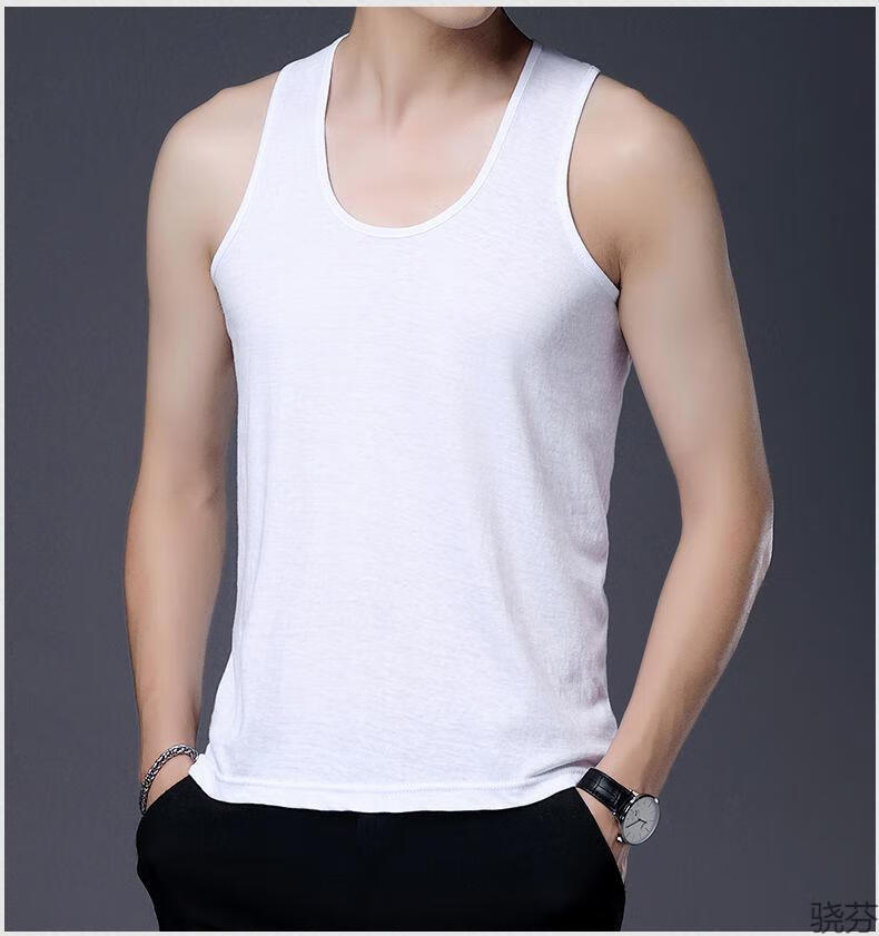 aowans男士背心男加肥加大宽松老吊带春秋季打底衫薄款纯色跨栏 白色