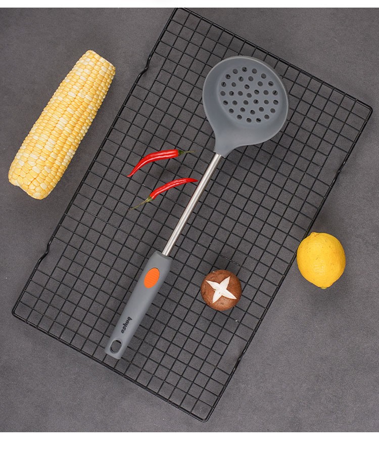 拜格 硅胶漏勺耐高温防烫火锅捞面条捞饺子捞油炸不粘锅硅胶勺【图片