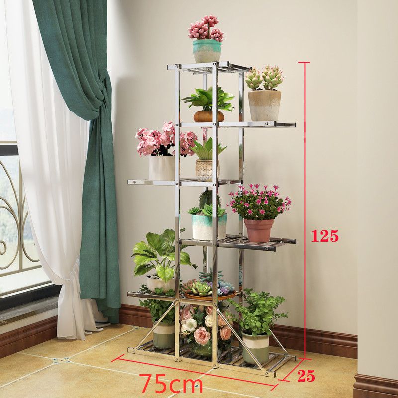 露天花架不锈钢花架拼装户外阳台置物架铁艺落地式多层 全方管5层{2 2