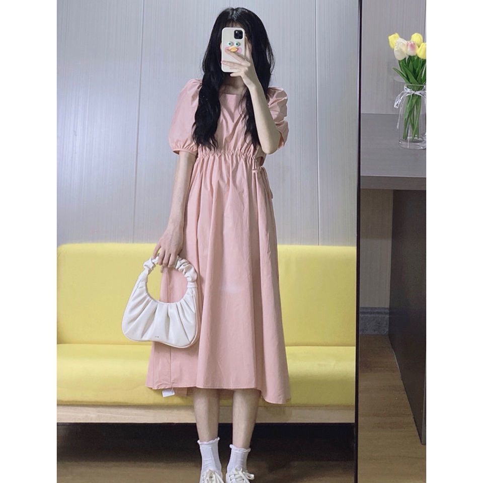 高中生少女生大学生法式小清新连衣裙小清新小清新可爱碎花短袖中长款