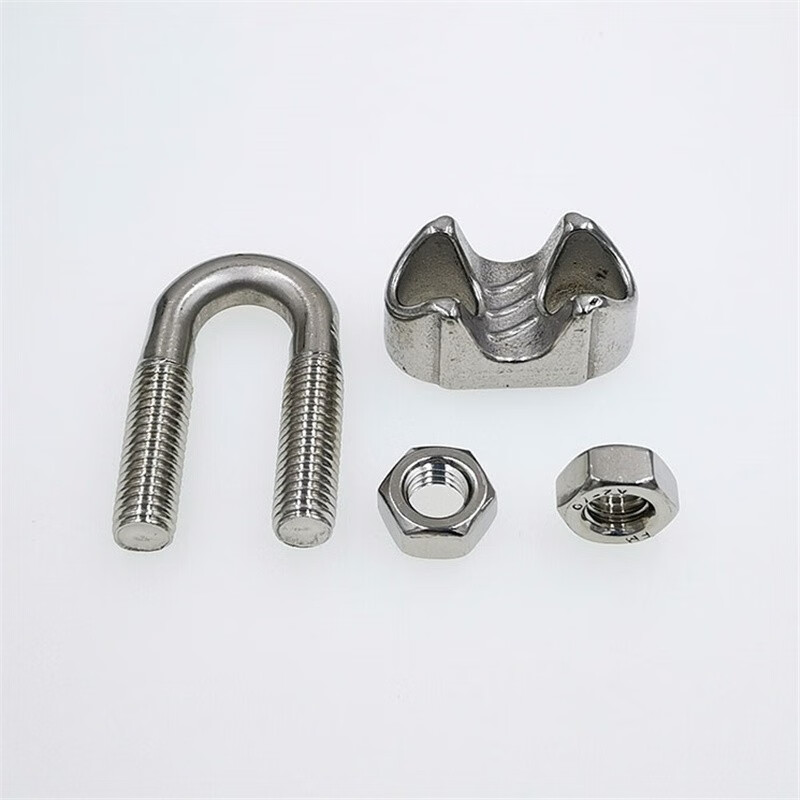 304不锈钢钢丝绳卡头扎头重型国标夹头u型锁扣u形猫爪卡扣绳扣m228个
