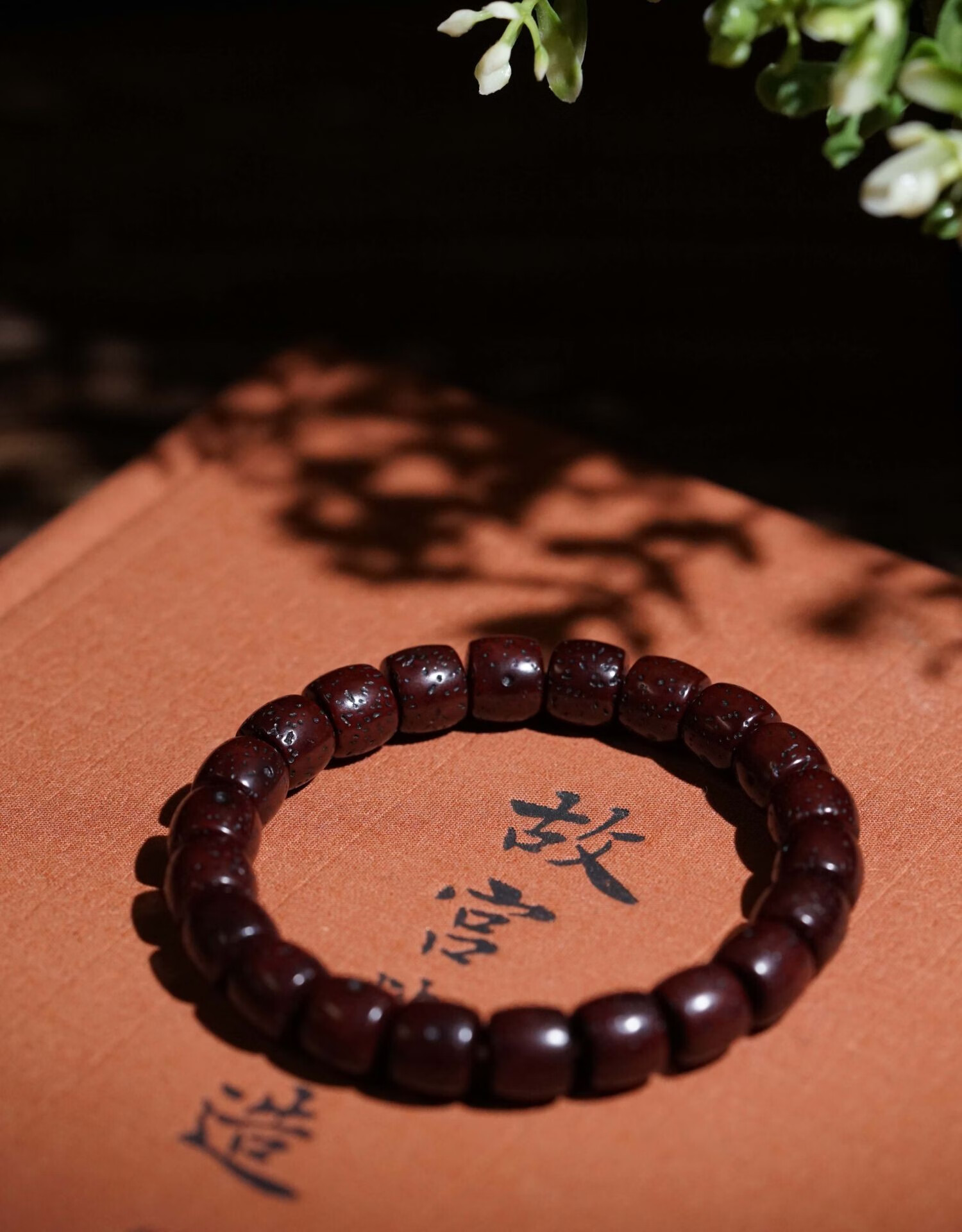 语韵收藏级古法朱砂供星月菩提手串直切海南毛感料单圈手串佛珠手串款