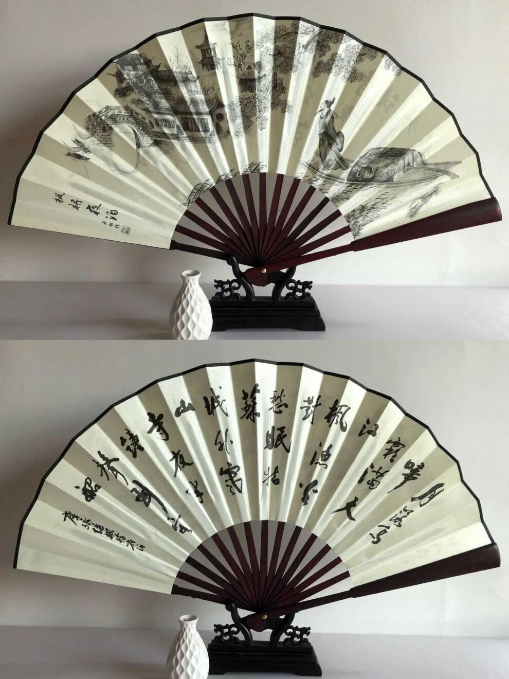 10十大元帅扇子10寸折叠男扇 清明上河图 大清王朝 绢布扇子 10寸男扇