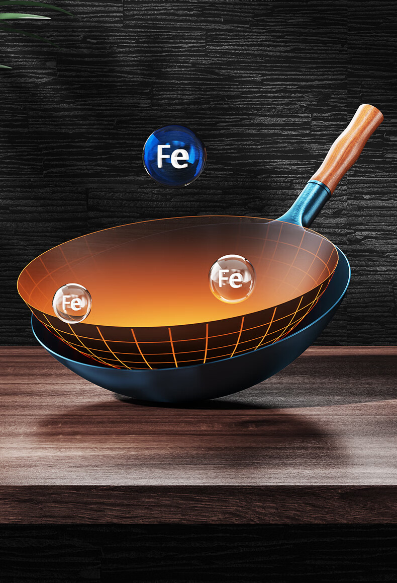 Royalstar Zhangqiu Hand-Forged Iron Wok, Traditional Stir-Fry Pan, Non-Coated Non-Stick Cooking Pan, Round Bottom for Gas Stove, with Lid, 40cm 13