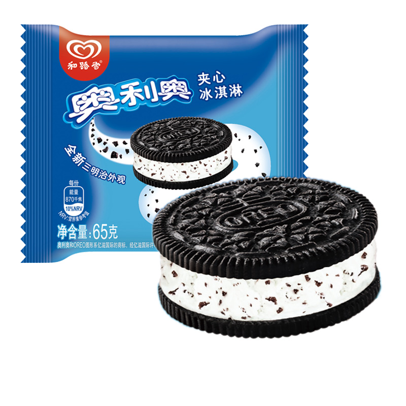 新品 和路雪奥利奥夹心冰淇淋雪糕香草口味三明治饼干冰淇淋65克1包