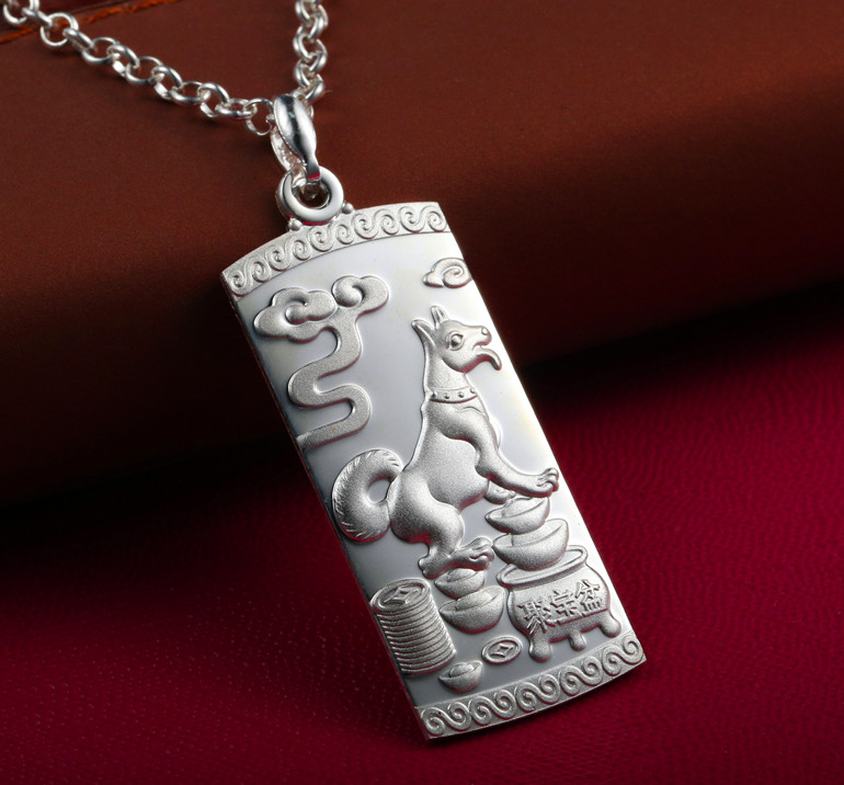 银牌吊坠男足银银十二生肖吊坠鼠牛虎兔龙蛇马羊猴鸡狗猪银饰男女银牌