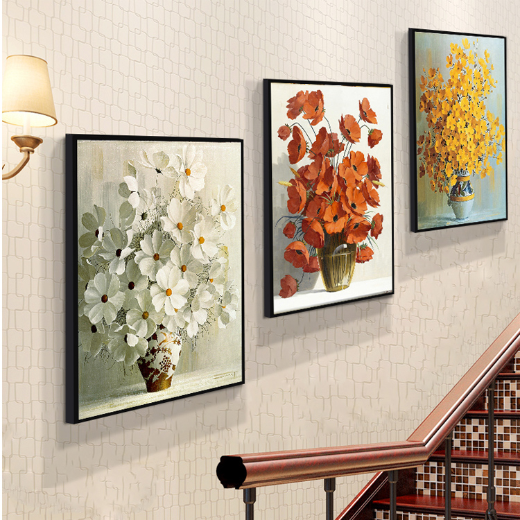 现代简约楼梯装饰画无框三联挂画北欧网红壁画复式楼走廊过道挂画b50