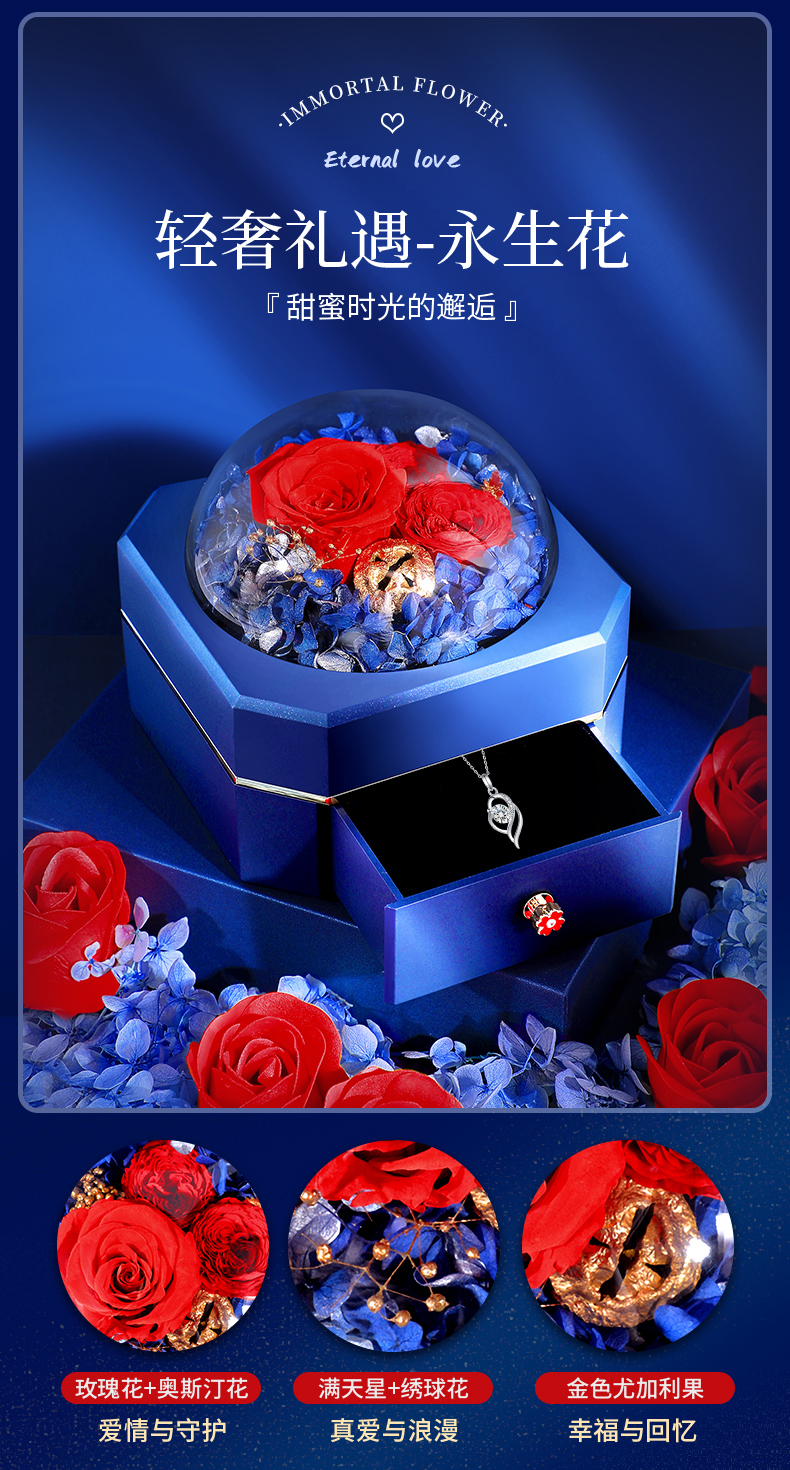 aif心中有你项链女925银莫桑石钻吊坠女士时尚饰品520表白送女友老婆