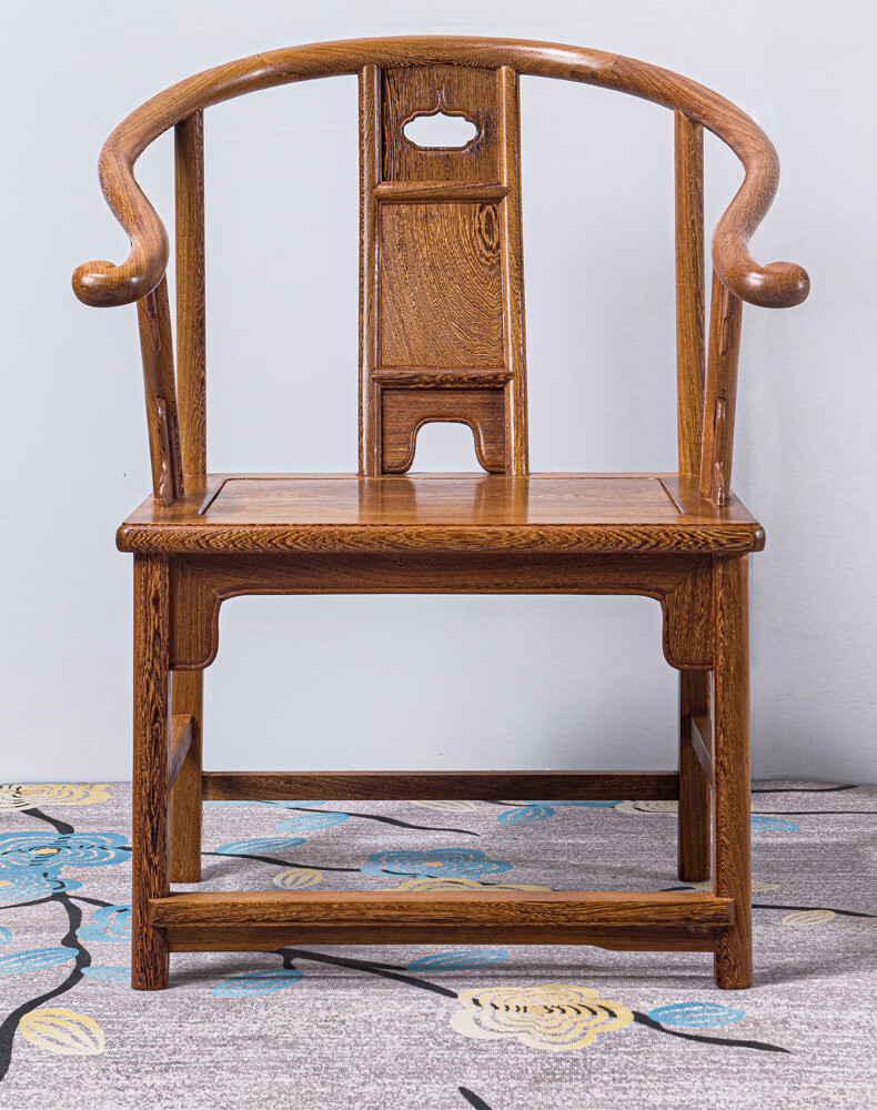 鸡翅木学名非洲崖豆木中式太师椅实木椅安思远三件套圈椅休闲官帽椅子