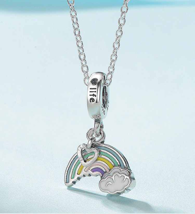 项链女蓝色海洋之心吊坠锁骨链925银情人节送女友蓝色海洋之心