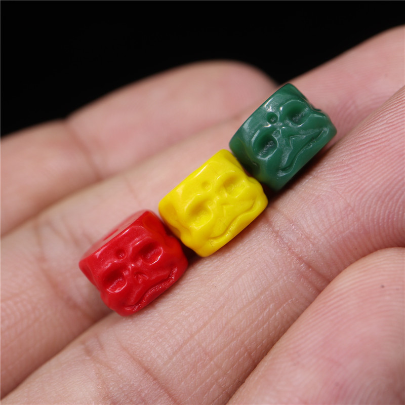 手工雕刻尸陀林主雪巴珠藏式工艺夏尔巴雪巴琉璃diy配珠 绿雪巴