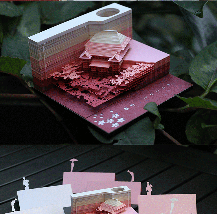 ins抖音同款网红立体便签纸日本清水寺3d纸雕建筑模型创意便利贴生日