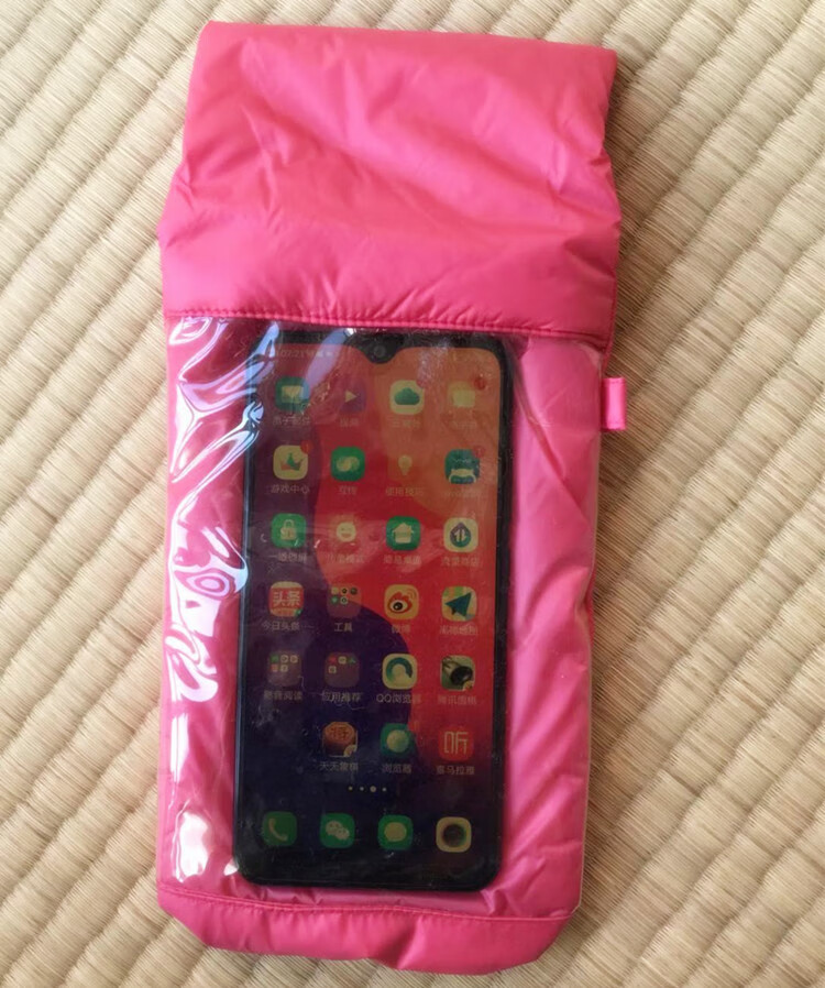 手机保暖套iphone接发热防寒套xmax防冻袋冰雪户外防关机套 玫红色(送