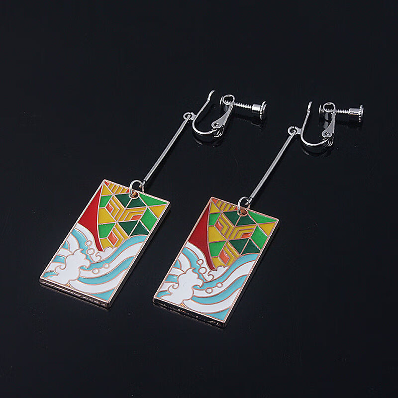 上新时尚星云集动漫鬼灭之刃灶门炭治郎耳环cos耳坠耳饰耳夹e146