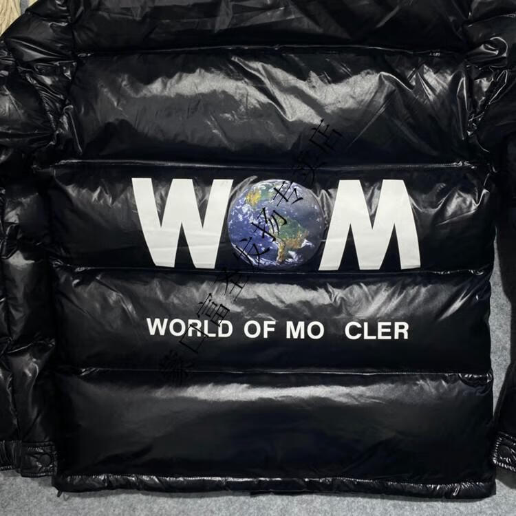 蒙口 冬季新品m蒙家藤原浩闪电微标印花地球字母连帽羽绒服男女面包服