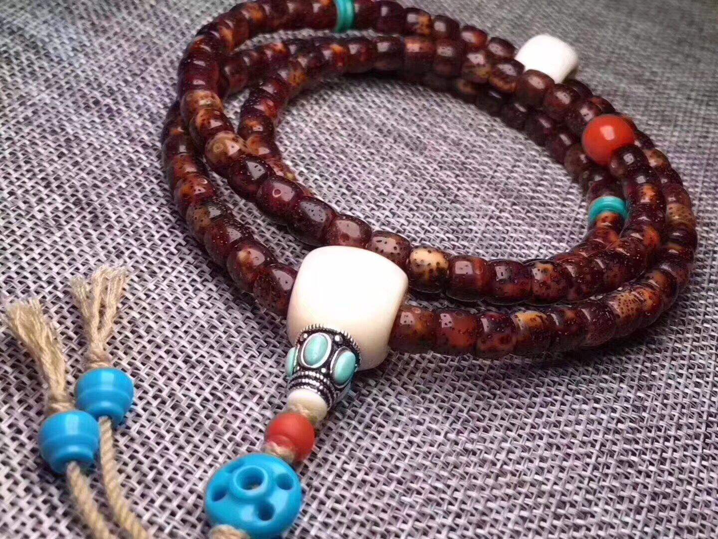 默奢 海南原生态十年陈籽手串 收藏级星月菩提子108颗 正月老料 手链