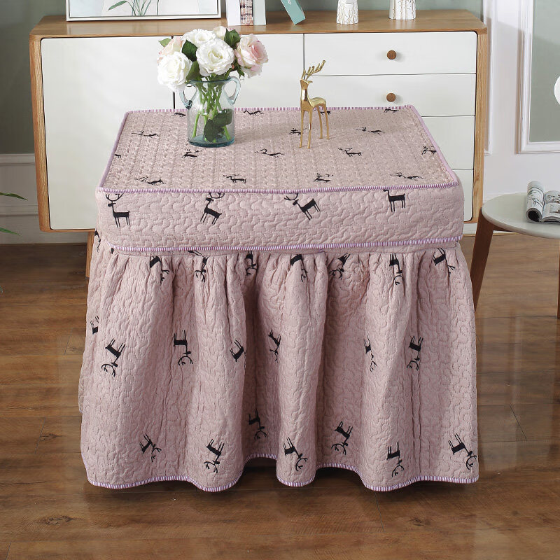 取暖桌套罩正方形电烤桌的桌布罩80x80烤火罩四方桌烤火桌罩家用 粉红