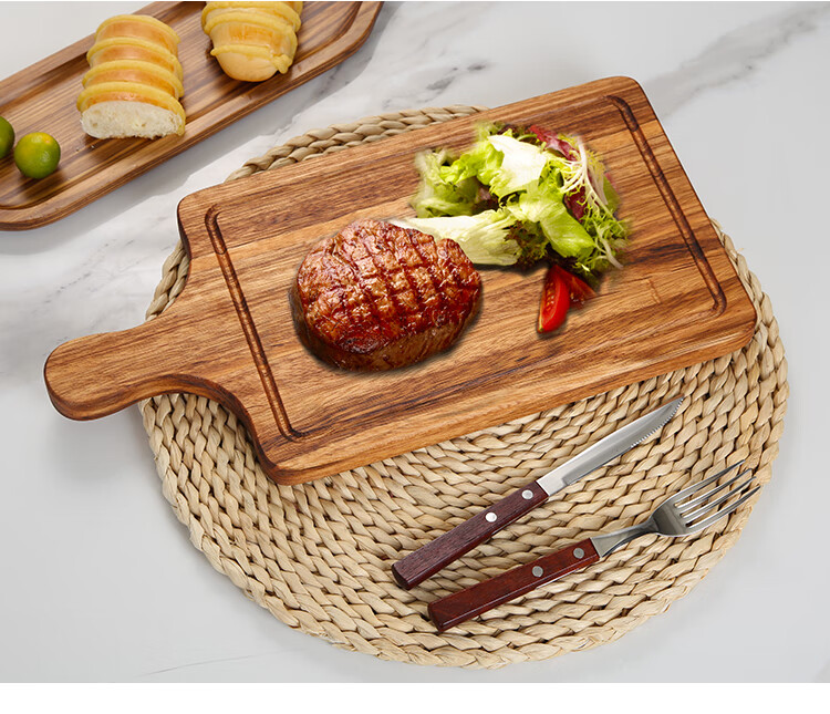 乌金木牛排板实木西餐盘牛排盘子木质牛排餐盘披萨托盘牛排木板托