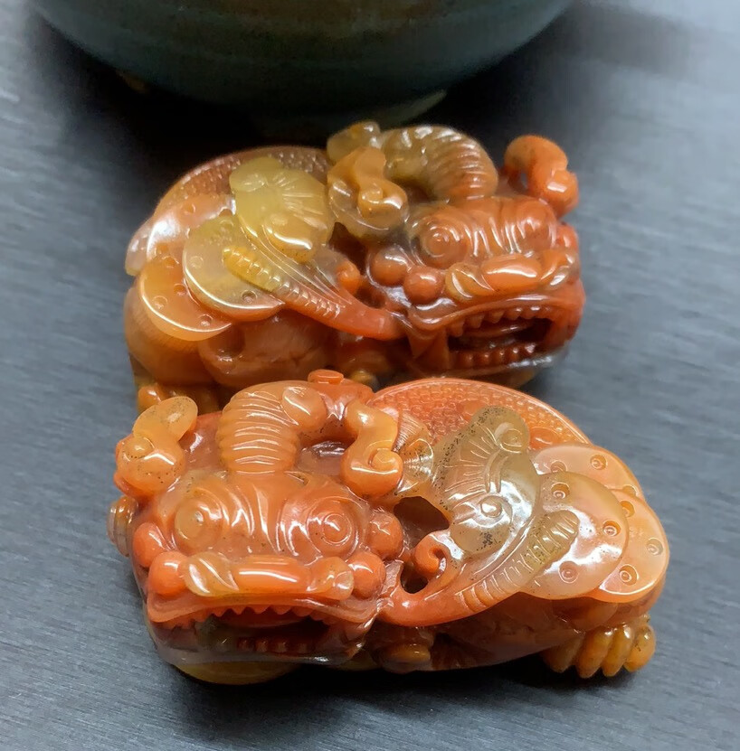 黄龙玉三彩金沙阴阳眼耳脚情侣夫妻款霸王貔貅手玩挂件带证书