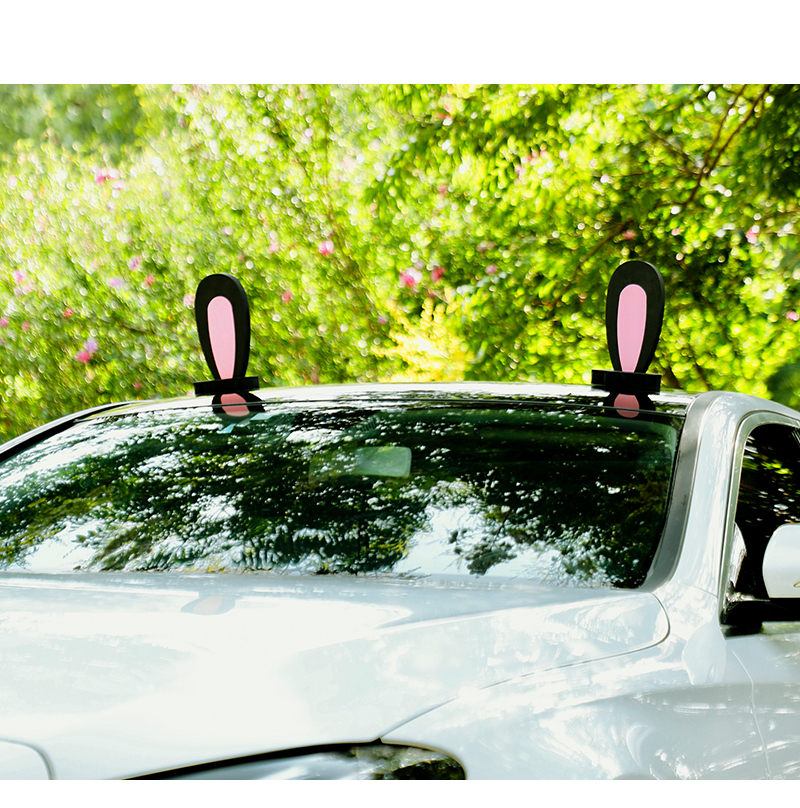 车顶装饰可爱卡通小耳朵汽车外部装饰创意个性3d立体车身外部摆件 黄