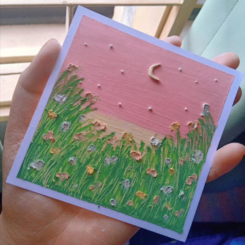 油画棒专用纸细纹特种纸加厚水彩纸美术画画纸方形卡纸 10*10cm细纹