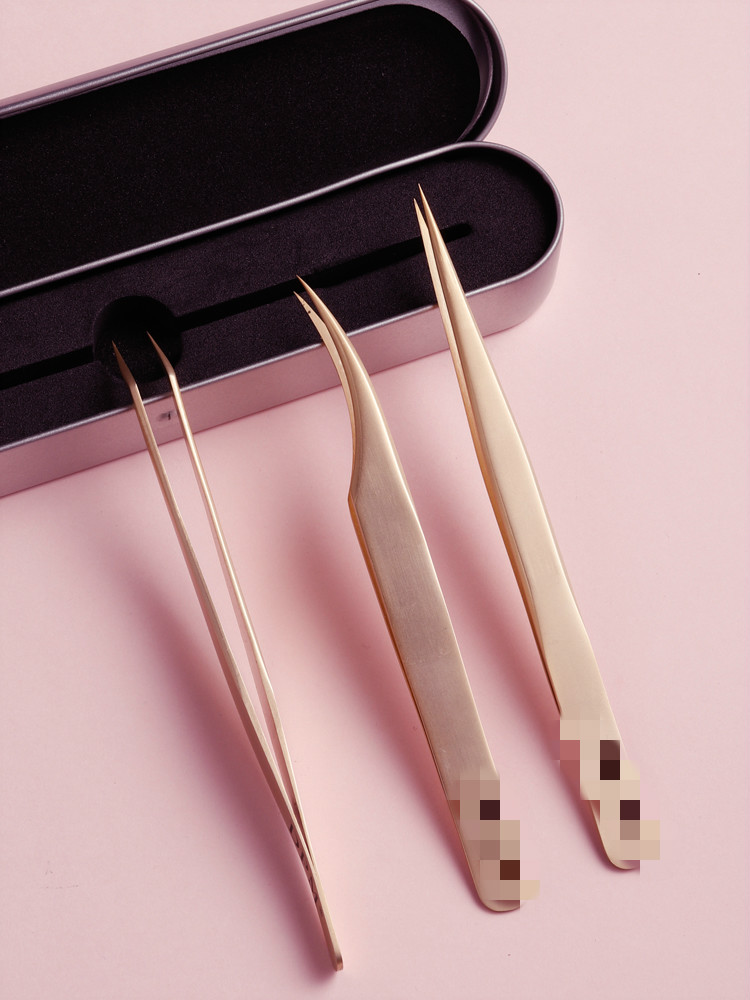 嫁接睫毛镊子美睫师专用高精度夹子精密金羽种睫毛专业工具套装b 直镊