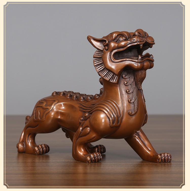 铜欣祥紫铜双角貔貅摆件办公室桌面工艺品公司开业乔迁新居礼品客厅