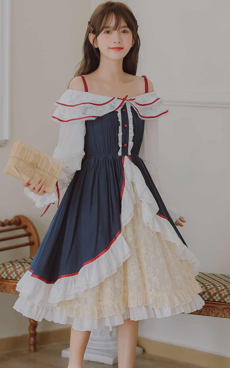 国风洛丽塔成人穿搭迪士尼在逃a字裙连衣裙软妹奶甜裙子日常轻裙礼服