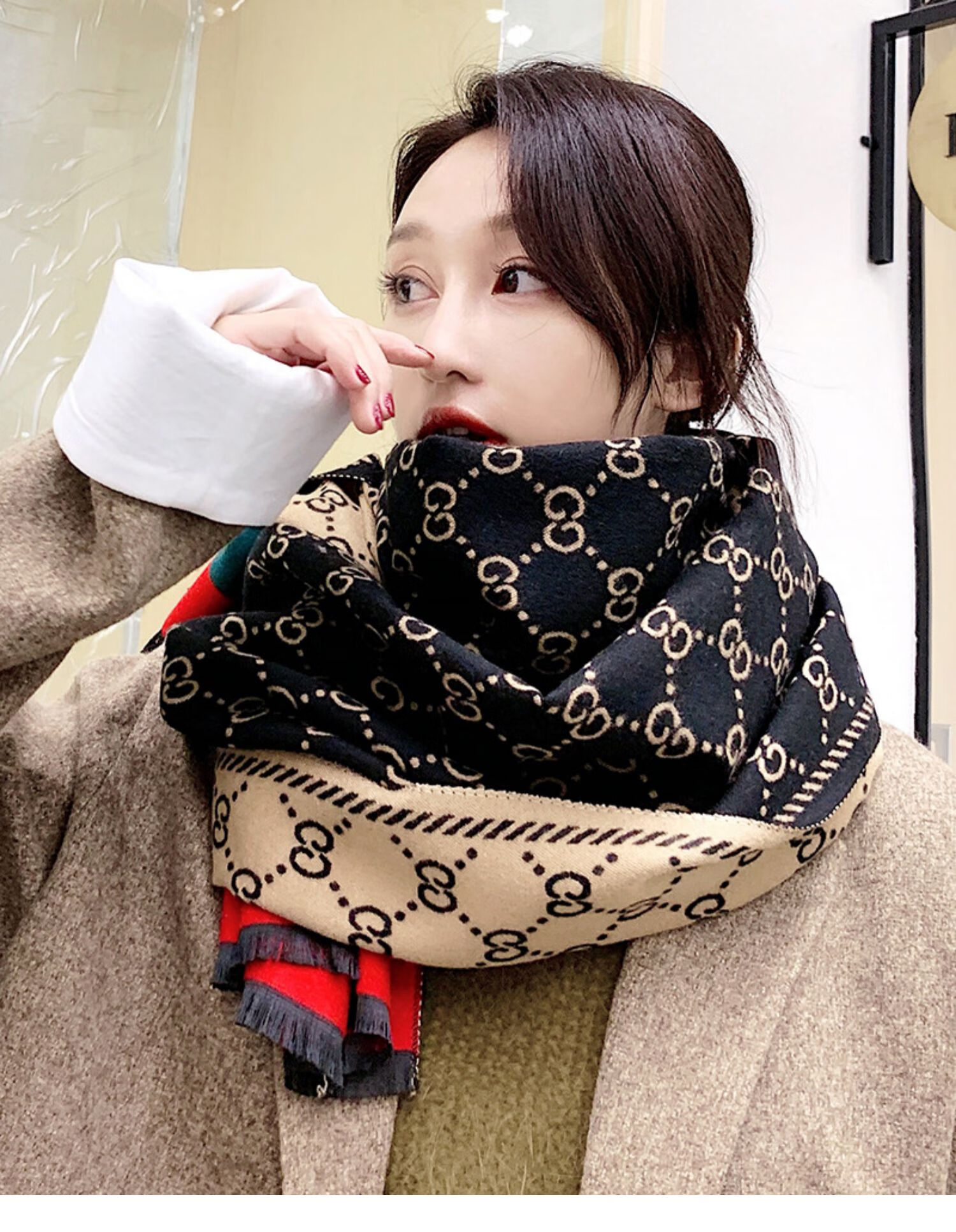 【防风保暖】浪莎官方店新款围巾女秋冬季2020新款加厚保暖围脖韩版仿