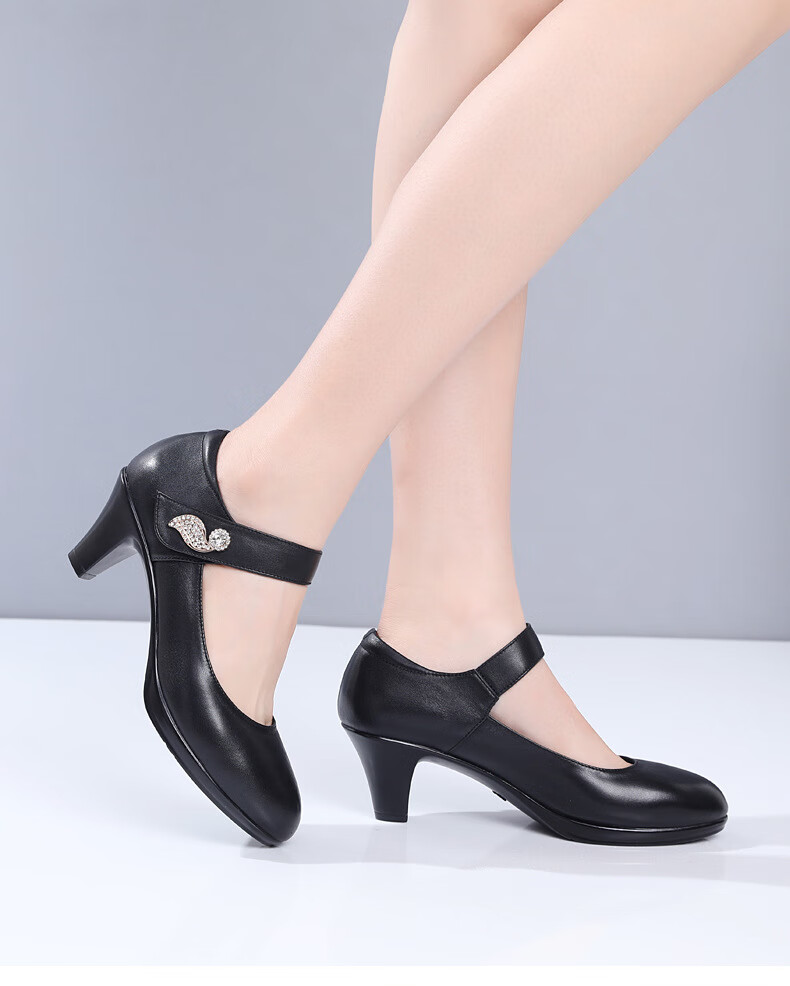 珏妍妃格女鞋年春秋新款旗袍走秀鞋女黑色高跟单鞋t台模特真皮舒白色