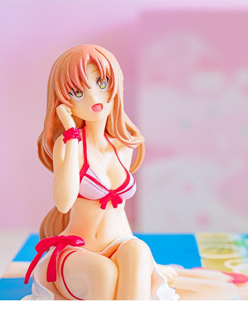 刀剑神域亚丝娜泳装压面迷你车饰手办电脑摆件pvc盒装手办公仔卡通