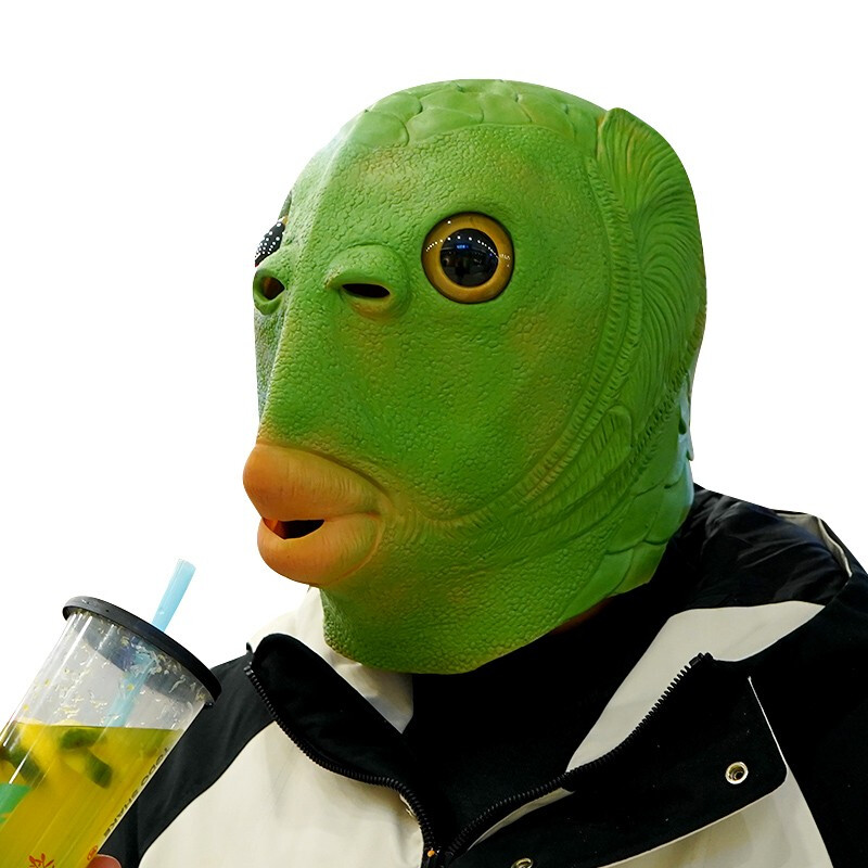 【618活动】绿头鱼抖音同款绿头怪搞笑绿鱼人头套七夕情人礼物节目