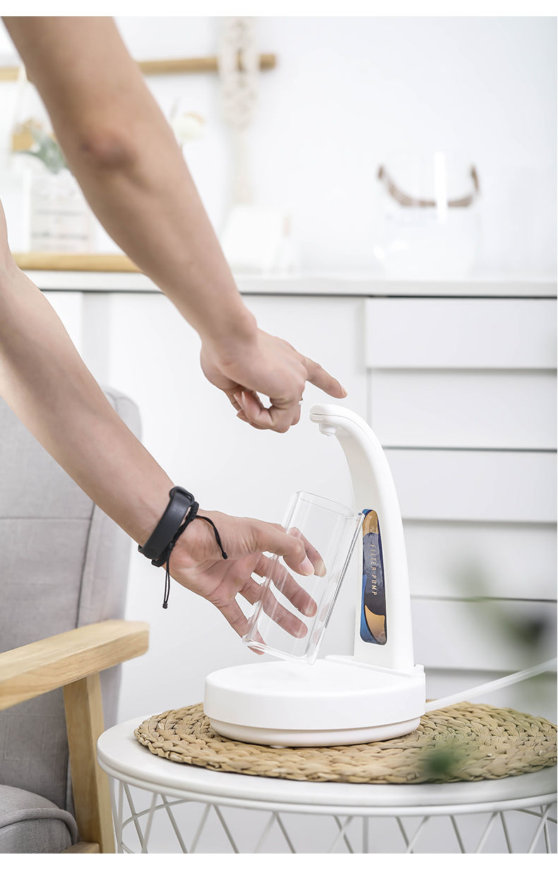 桌面抽水器桶装出水器抽水器桶装家用自动吸水器充电抽水神器白色固定
