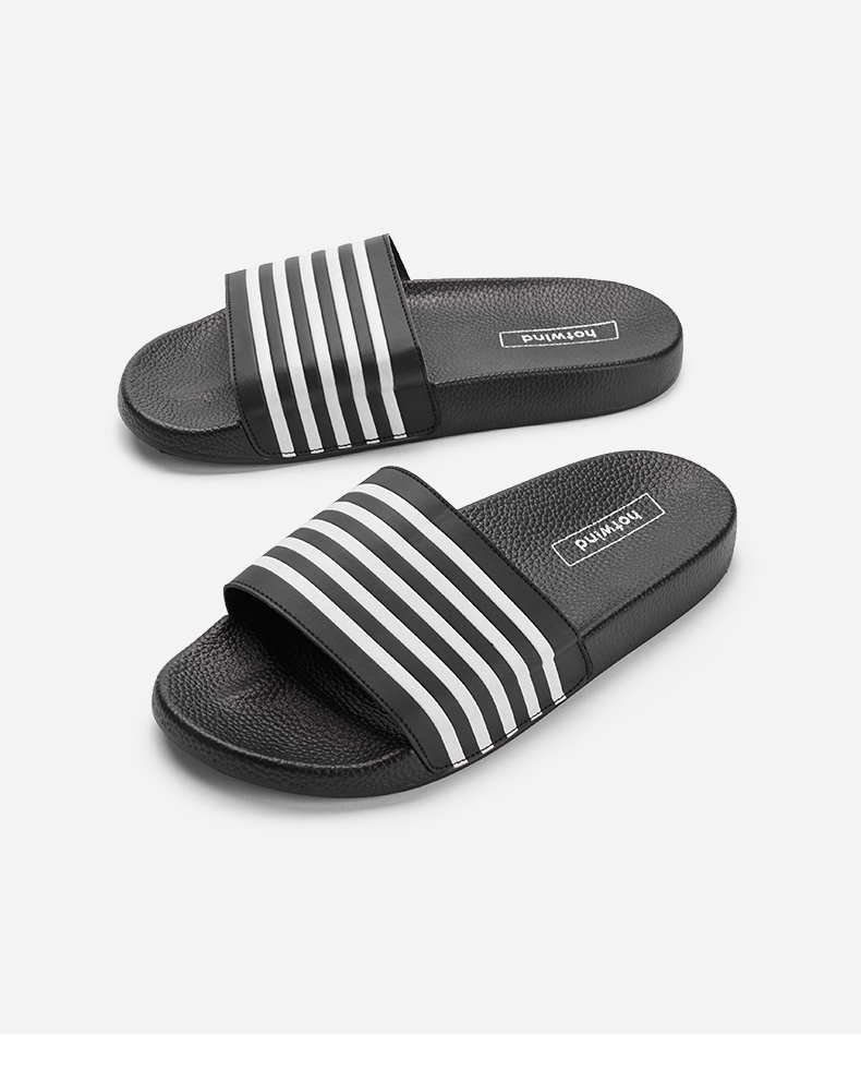 热风拖鞋男2021年夏季新款男士一字拖黑白双间外穿潮流时尚凉拖鞋 01