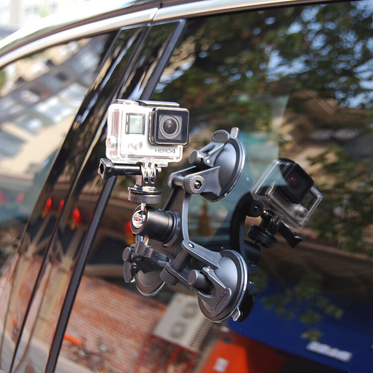 车载三脚吸盘运动相机支架适用于forgopro大疆osmo等强力固定支架