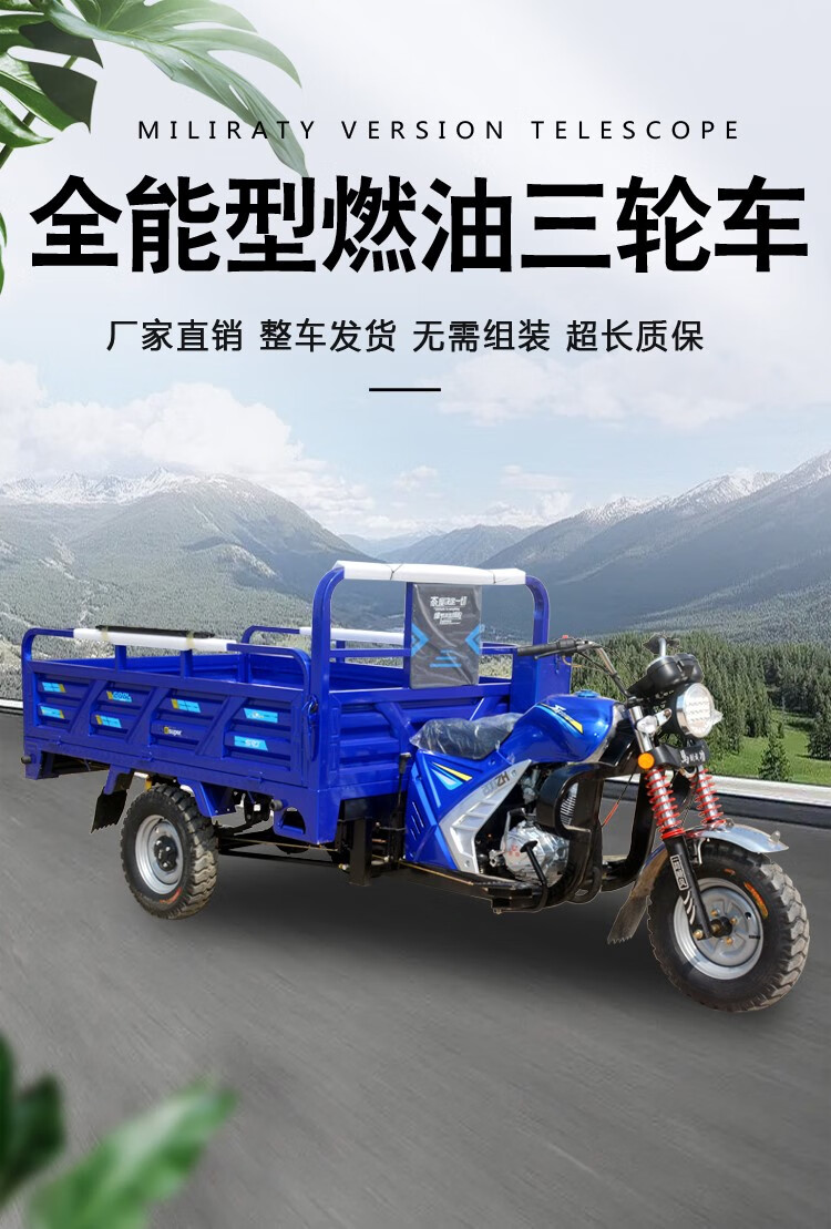 摩托车货运五轮双顶自卸农用燃油水冷载重王三轮 自卸宗申300水冷1