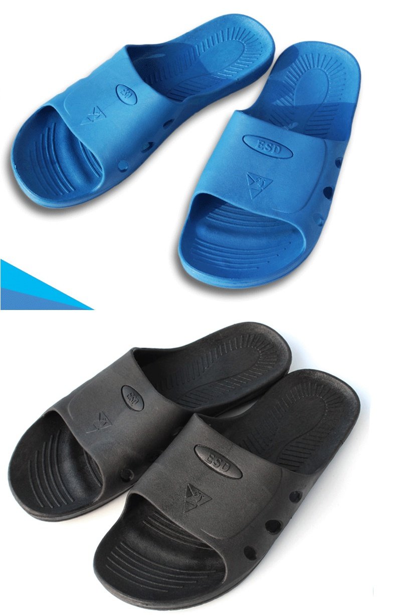 车间工厂防静电拖鞋托鞋工人春夏天穿的无尘软底加厚蓝色黑色电子透气