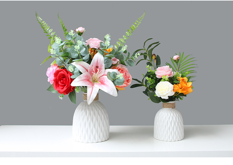 客厅餐桌装饰假花 婚庆乔迁礼品花 香槟色手感百合(5支价)【图片 价格